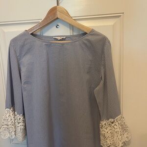 Grand & Greene Gray Silver Boxy Embellished Blouse